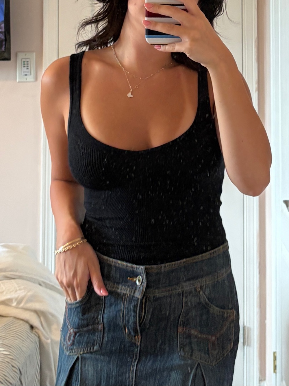 Dynamite Black Ribbed Scoop Neck Tank - Picture 1 of 1